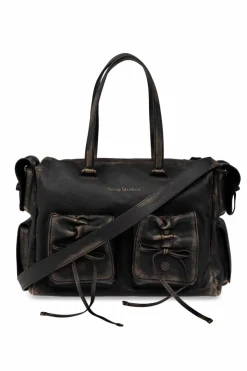 Acne Studios BRĄZOWY Skórzana torba do ręki