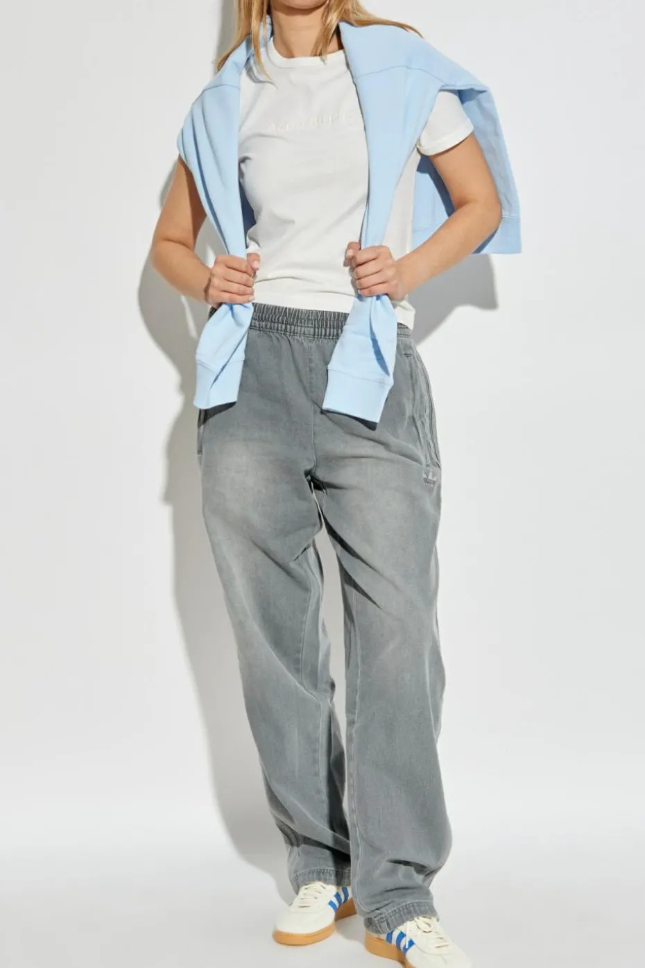 ADIDAS Originals SZARY Jeansowe spodnie