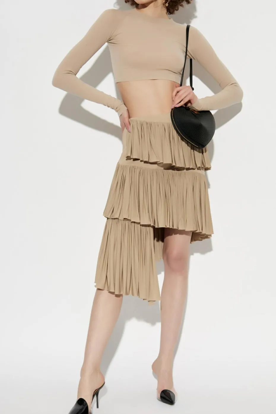 Alaïa beżowy Krótki top