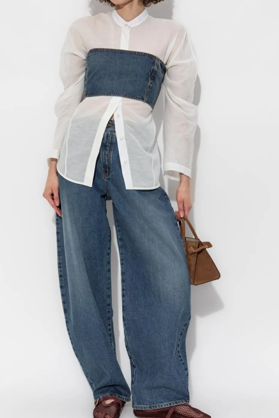 Alaïa BIAŁY Koszula ze stójką