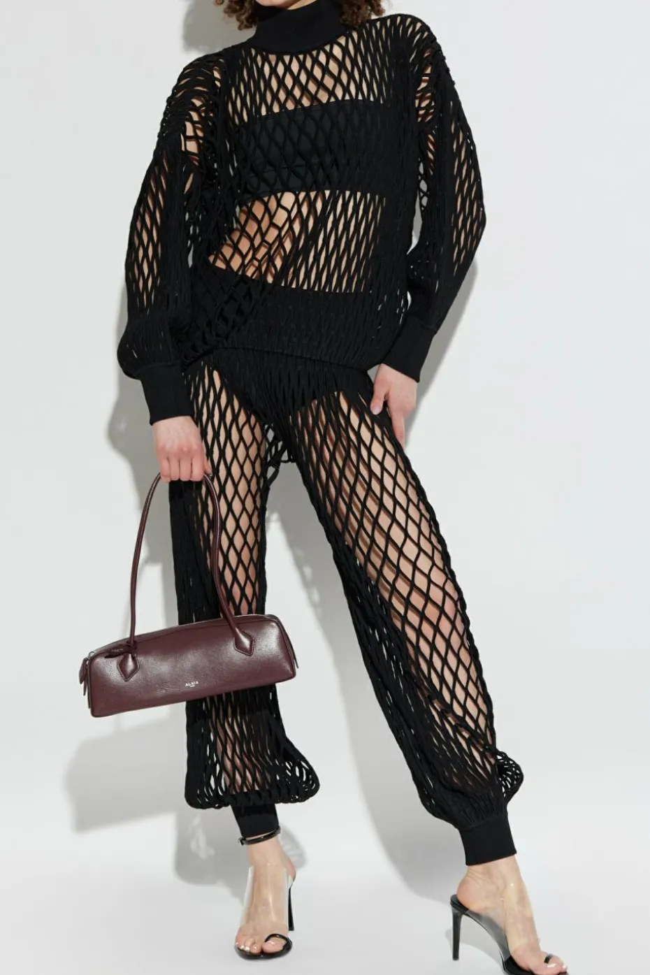 Alaïa CZARNY Ażurowy golf