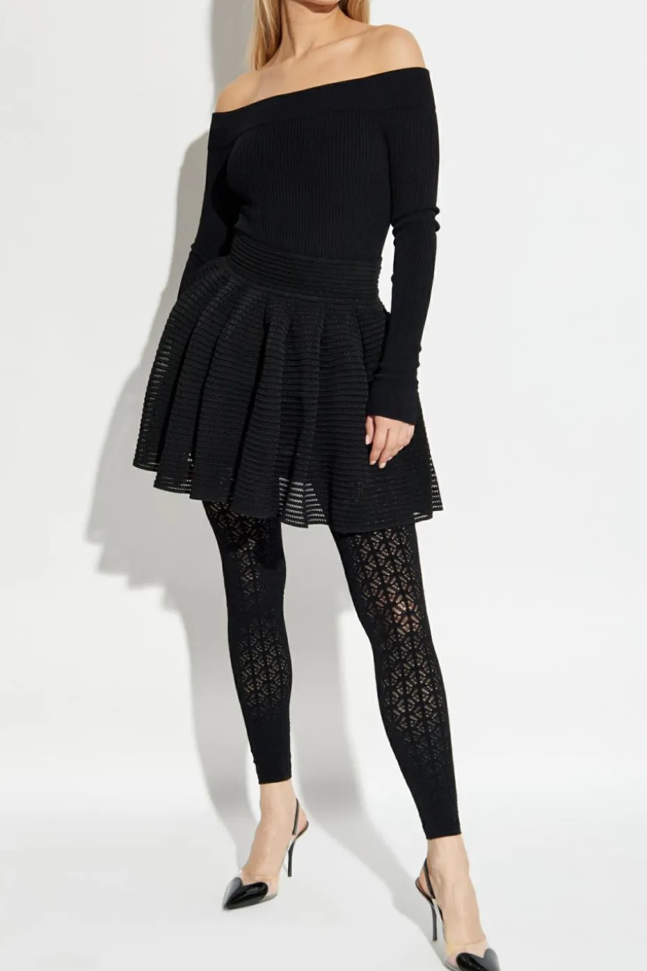 Alaïa CZARNY Dwuwarstwowa spódnica