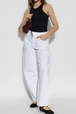 Alaïa CZARNY Prążkowane body bez rękawów