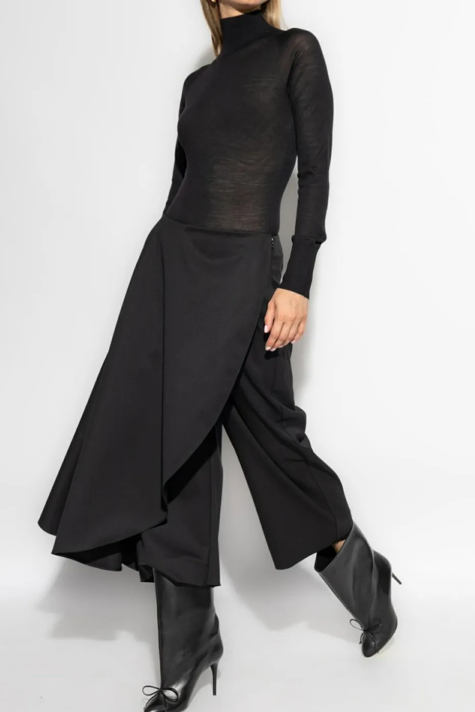 Alaïa CZARNY Spodnie z zakładką