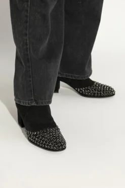 Alaïa CZARNY Zamszowe botki z ćwiekami