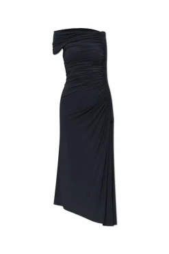 Alaïa GRANATOWY Sukienka z drapowaniem