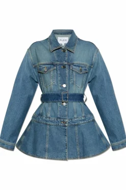 Alaïa NIEBIESKI Kurtka jeansowa z pasem