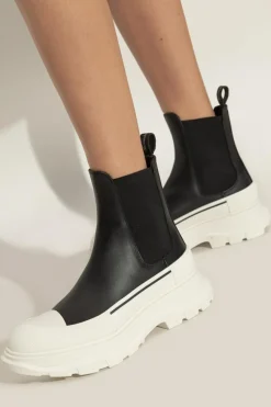 Alexander McQueen CZARNY Skórzane sztyblety