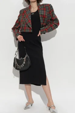 Alexander McQueen CZARNY Prążkowana sukienka o dopasowanym kroju