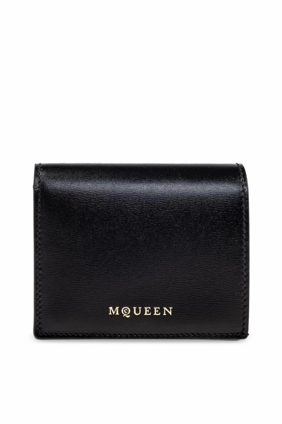 Alexander McQueen CZARNY Skórzany portfel z nadrukowanym logo