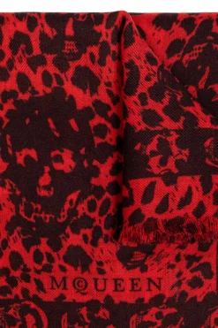 Alexander McQueen CZERWONY Wełniana chusta