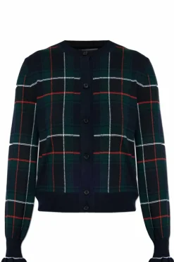 Alexander McQueen GRANATOWY Kardigan w kratę
