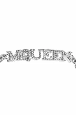 Alexander McQueen SREBRNY Bransoleta z połyskującymi kryształami