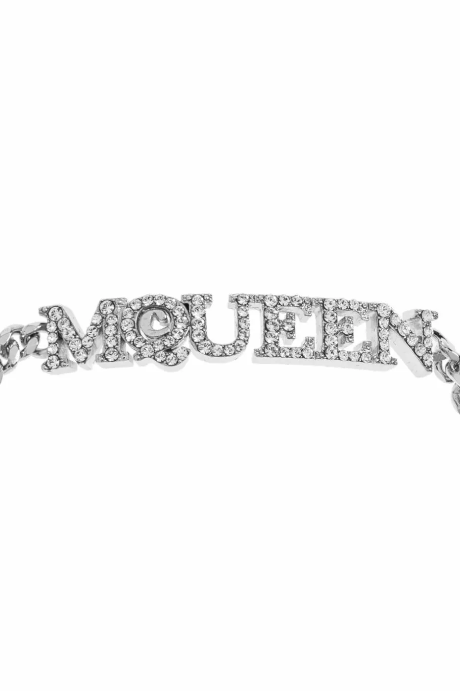 Alexander McQueen SREBRNY Bransoleta z połyskującymi kryształami