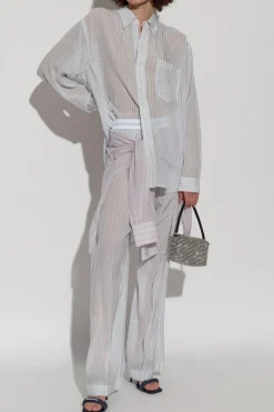 Alexander Wang jasnoniebieski Jedwabna koszula w paski