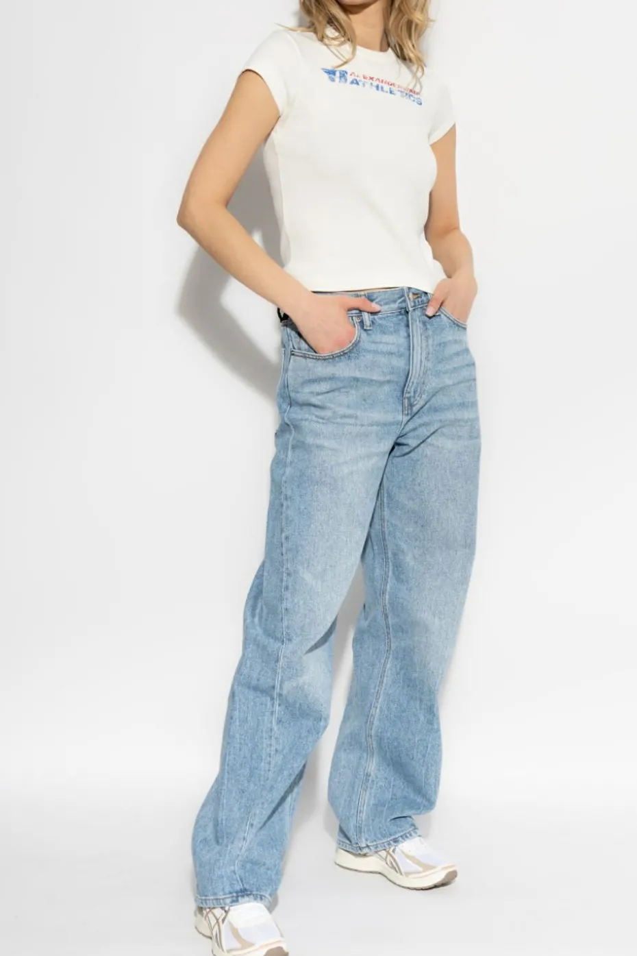 Alexander Wang NIEBIESKI Jeansy z nadrukowanym logo