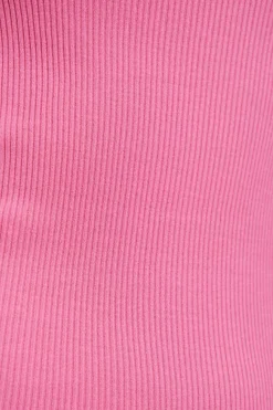 Alexander Wang RÓŻOWY Prążkowana sukienka bieliźniana z krótkimi rękawami