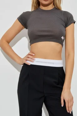 Alexander Wang SZARY Top bieliźniany z krótkimi rękawami