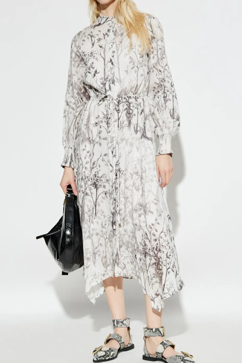 AllSaints BIAŁY Lniana sukienka `Skylar`