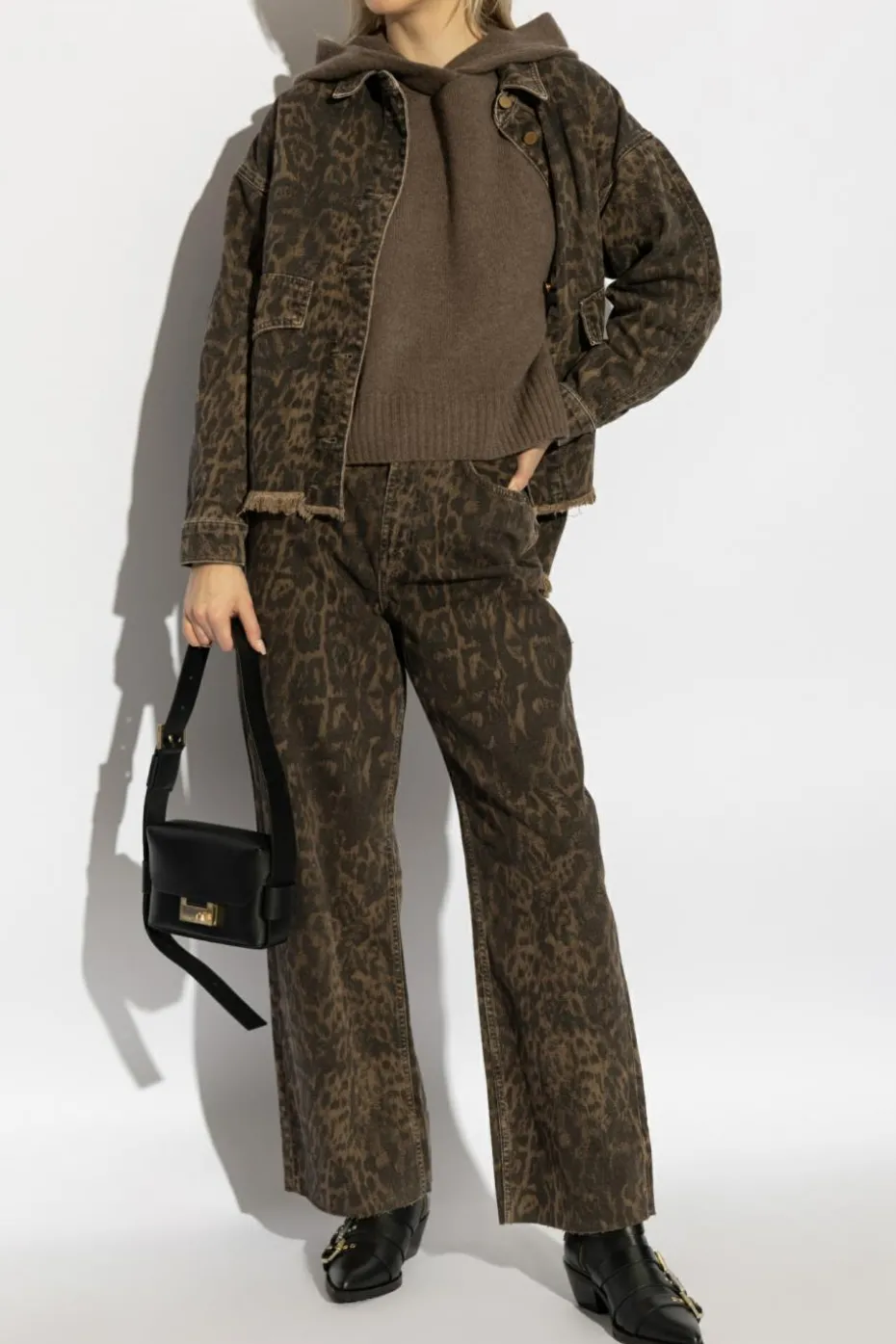 AllSaints BRĄZOWY Sweter `Ines` z kapturem