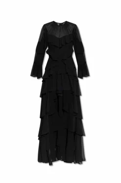 AllSaints CZARNY Sukienka z falbanami `Nat`
