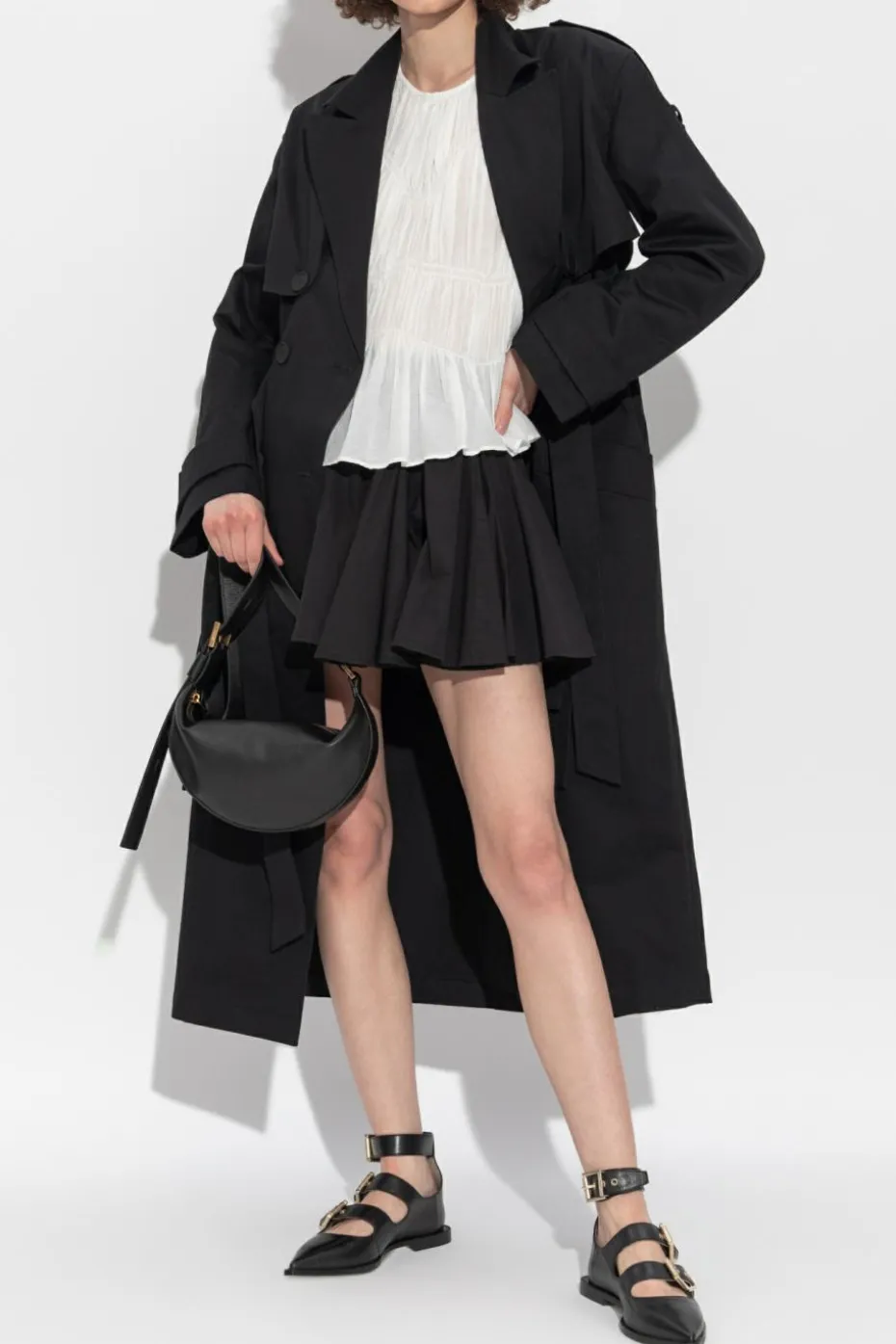 AllSaints CZARNY Trencz `Cadence`