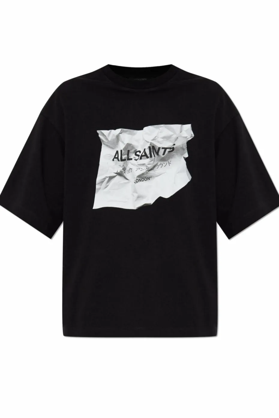 AllSaints CZARNY T-shirt `Scrunch`