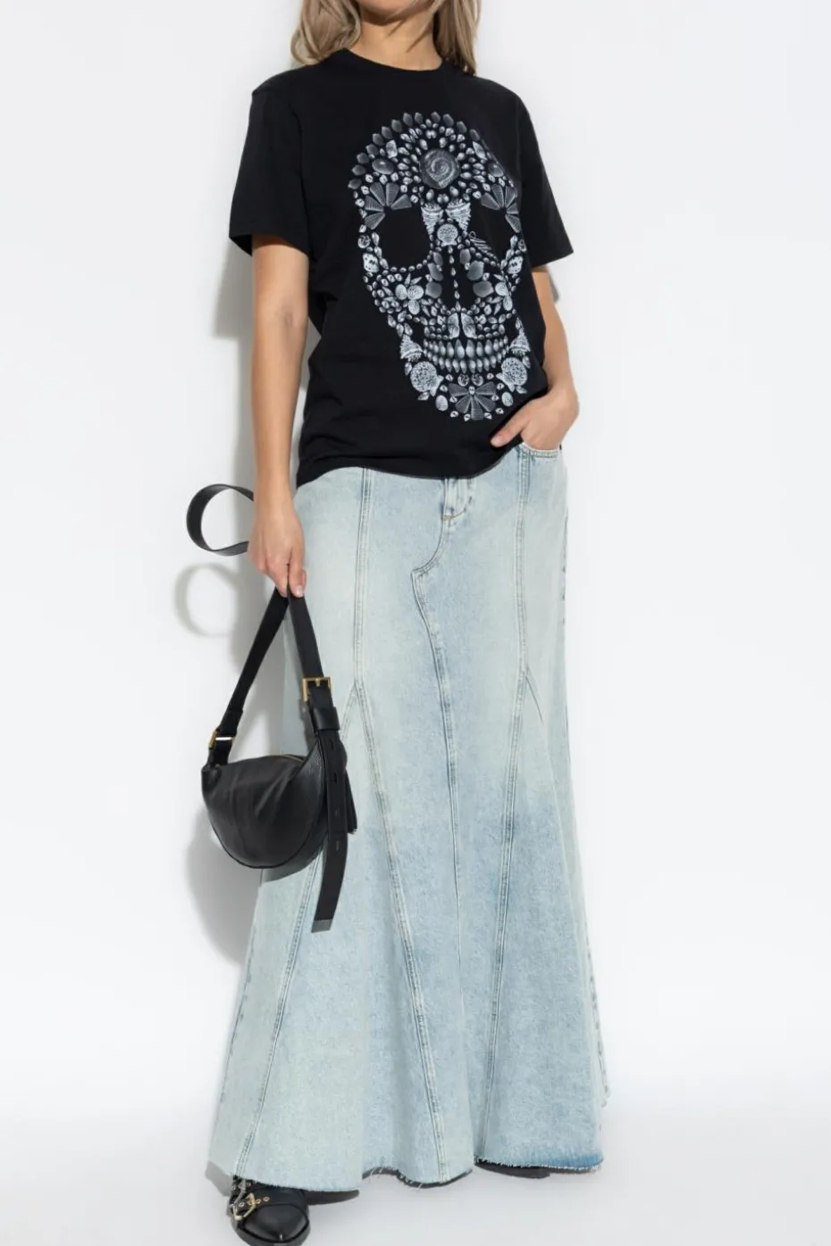 AllSaints CZARNY T-shirt `Shkull`