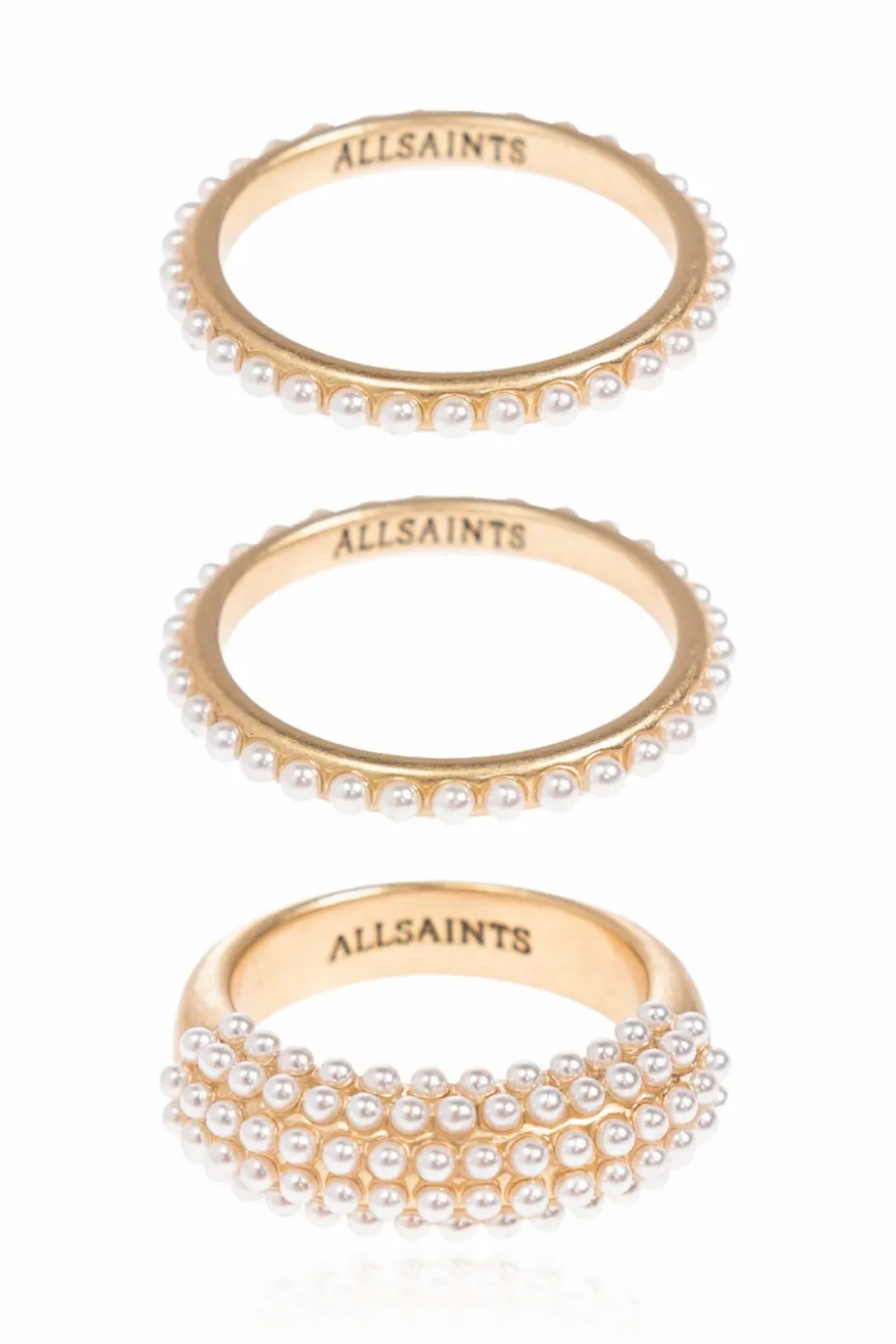AllSaints ZŁOTY Zestaw trzech pierścień