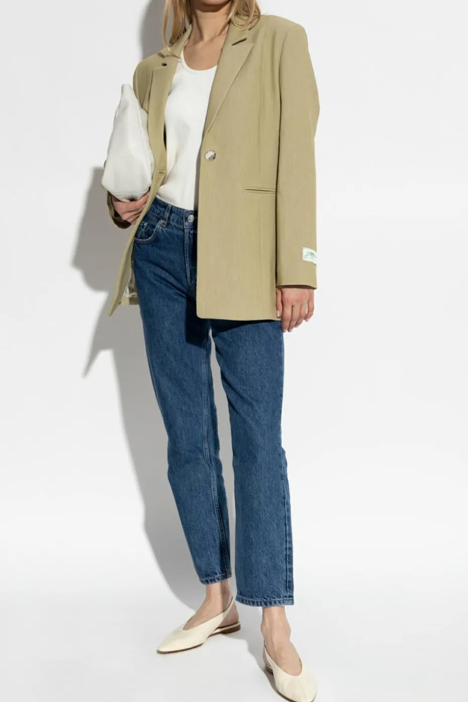 Anine Bing GRANATOWY Jeansy z wysokim stanem
