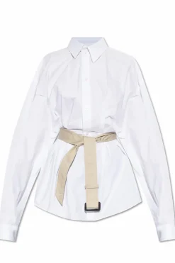 Balenciaga BIAŁY Koszula z paskiem w talii