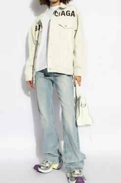 Balenciaga BIAŁY T-shirt z logo