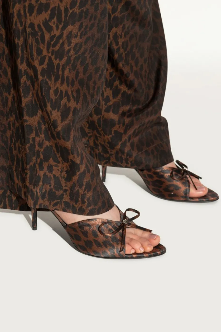 Balenciaga BRĄZOWY Klapki na obcasie `Knife`