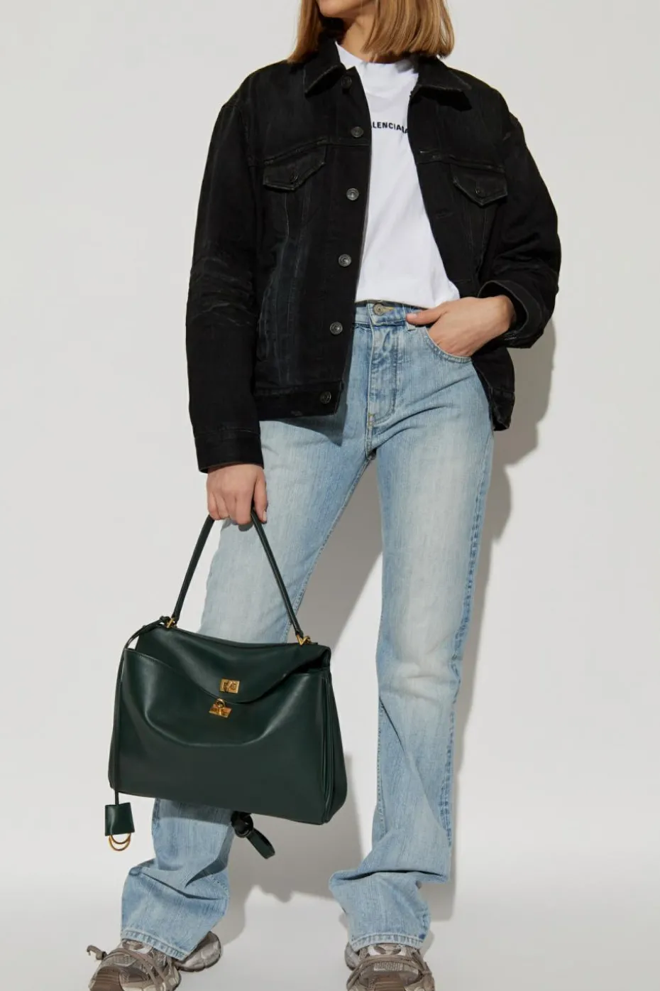 Balenciaga CZARNY Jeansowa kurtka z efektem `vintage`