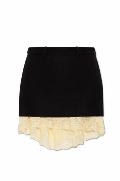 Balenciaga CZARNY Krótka spódnica z koronkową wstawka