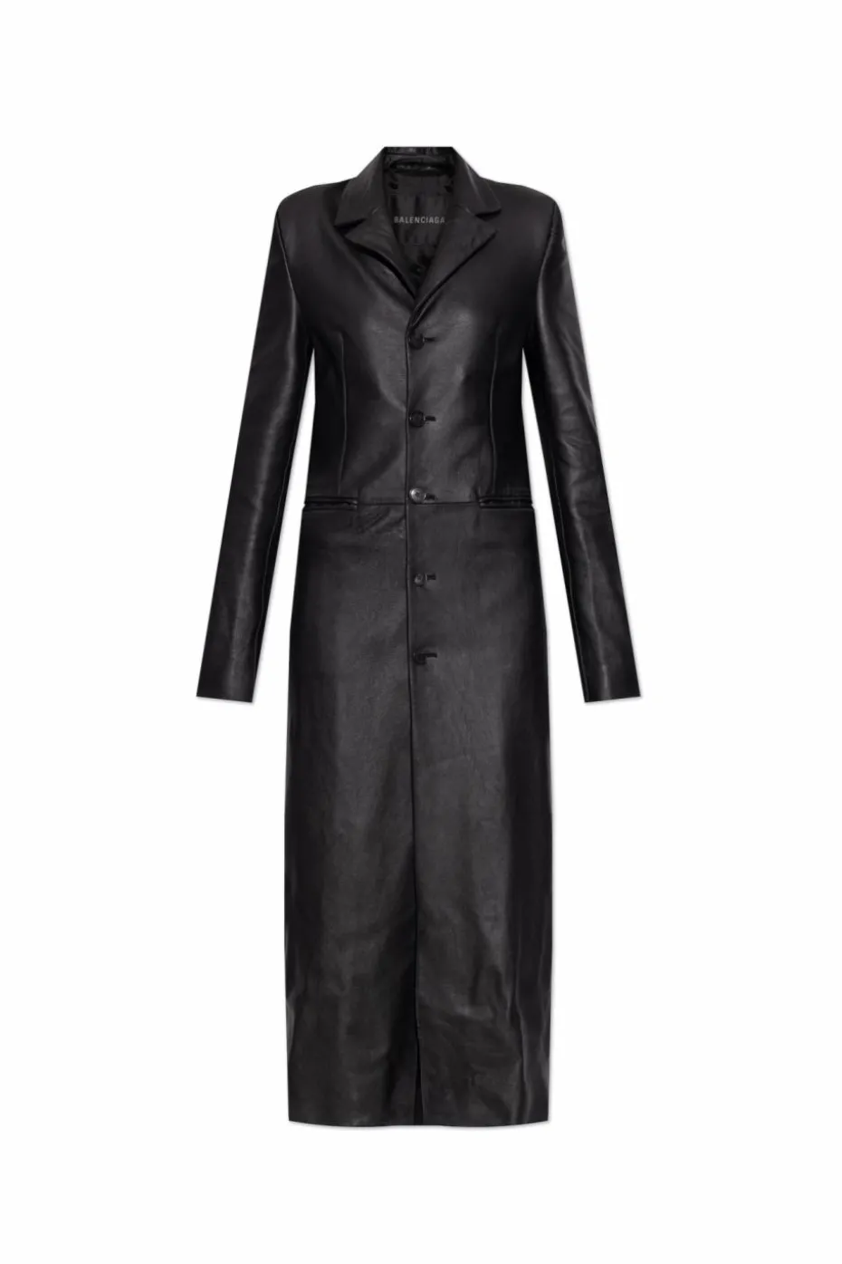 Balenciaga CZARNY Skórzany płaszcz