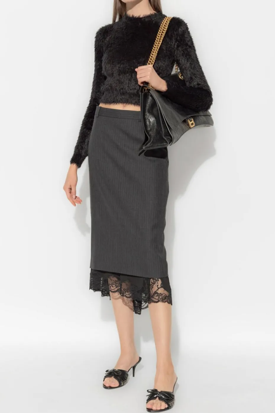 Balenciaga CZARNY Sweter z dekoracyjnym wykończeniem