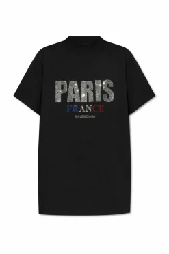 Balenciaga CZARNY T-shirt z logo