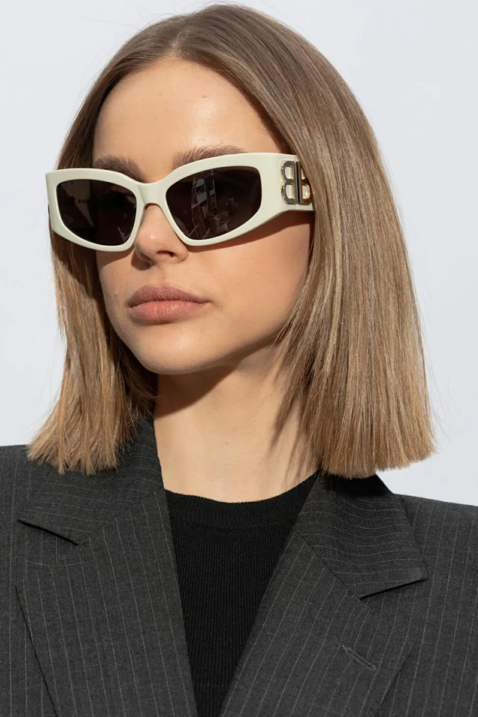 Balenciaga kremowy Okulary przeciwsłoneczne `Bossy Cat`