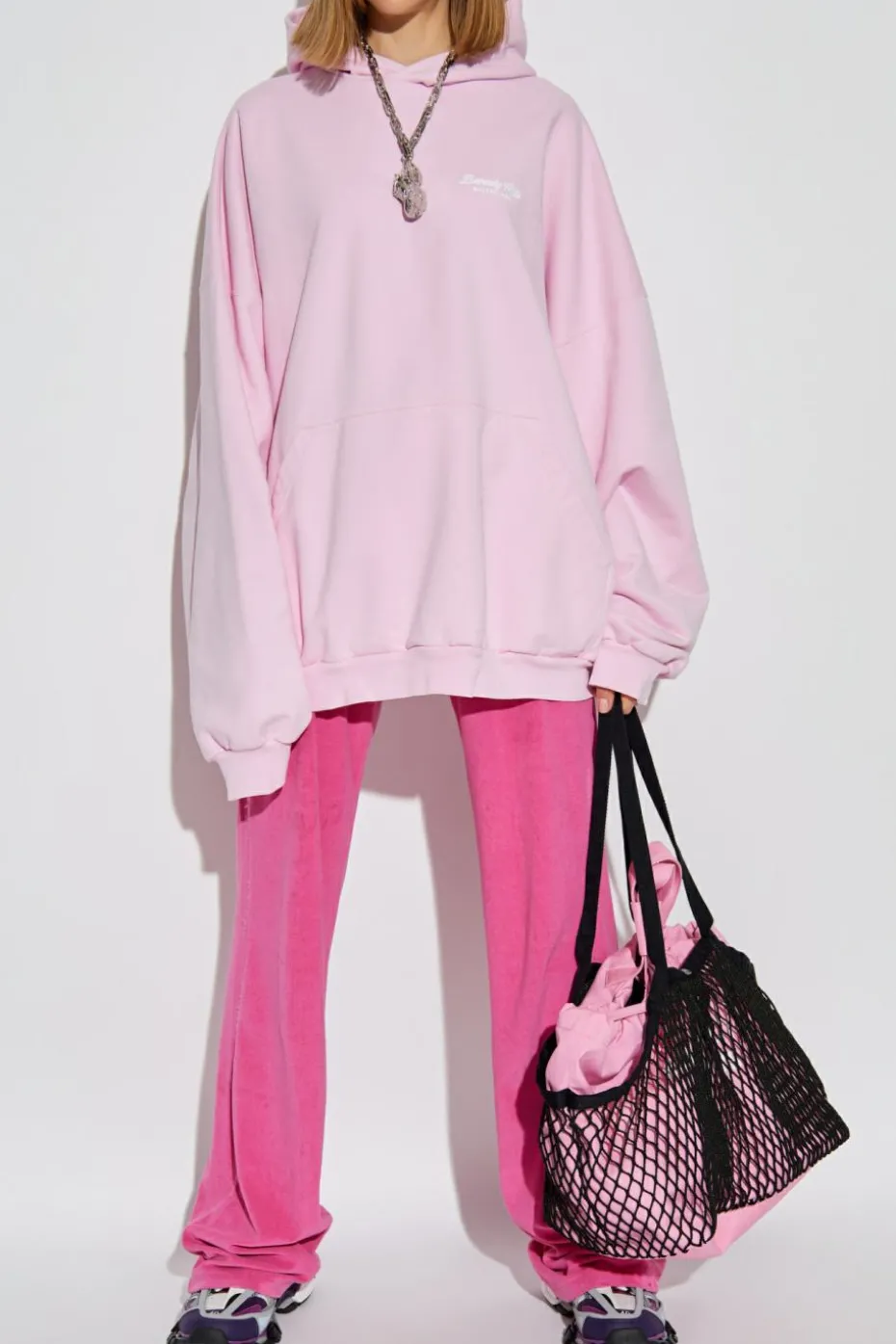 Balenciaga RÓŻOWY Spodnie z efektem `vintage`