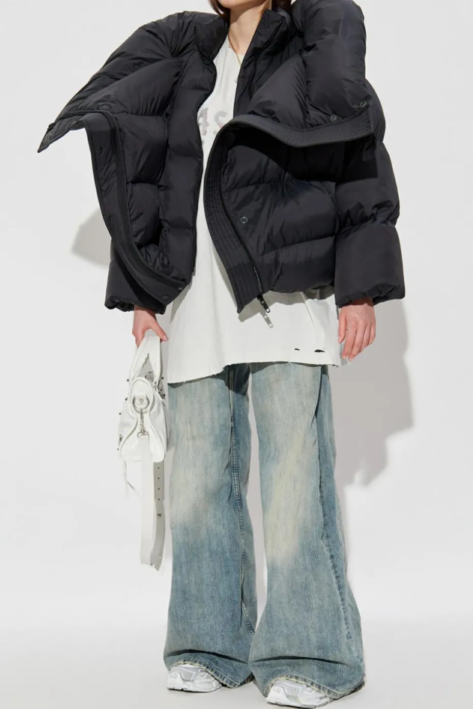 Balenciaga SZARY T-shirt ze wzorem