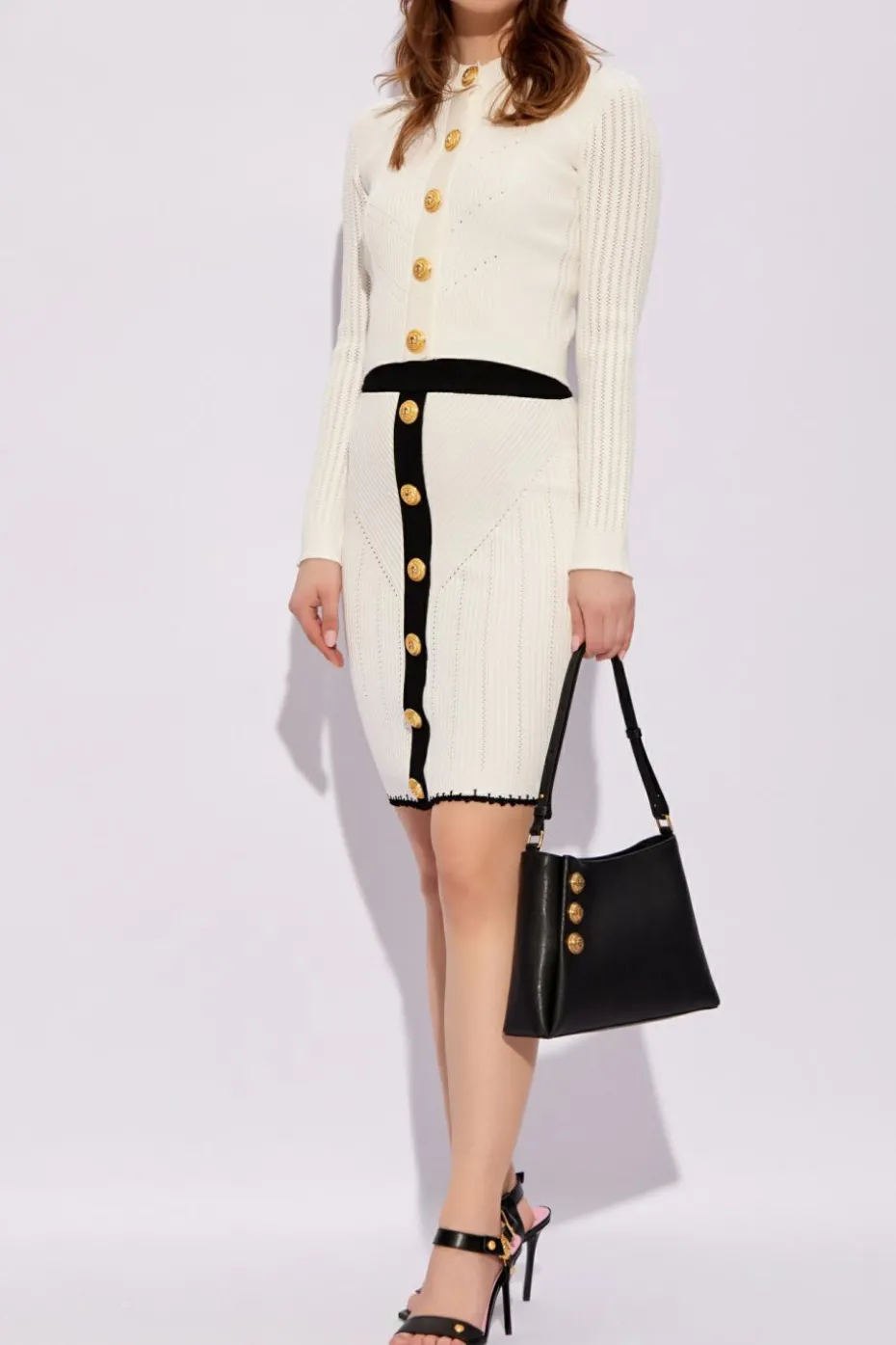 Balmain BIAŁY Kardigan z dekoracyjnymi guzikami