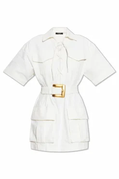 Balmain BIAŁY Sukienka z efektem `vintage`
