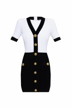 Balmain BIAŁY Sukienka z dekoracyjnymi aplikacjami