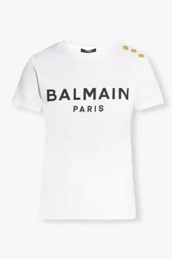 Balmain BIAŁY T-shirt z logo