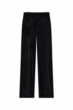 Balmain CZARNY Aksamitne spodnie z zaszewkami z przodu