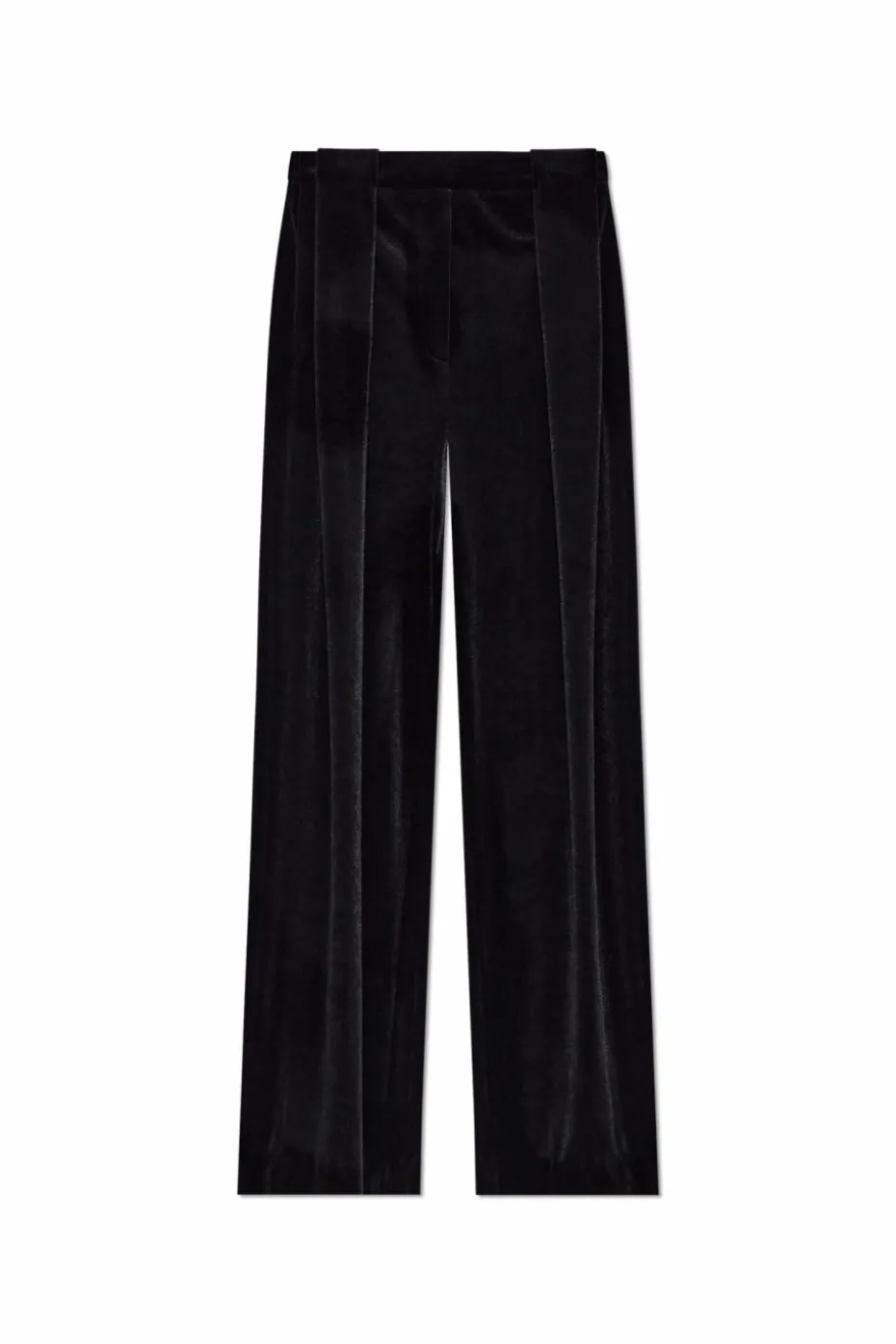 Balmain CZARNY Aksamitne spodnie z zaszewkami z przodu