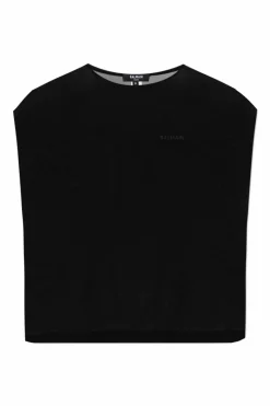 Balmain CZARNY Jedwabny top