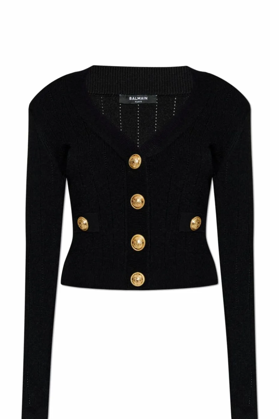Balmain CZARNY Kardigan dekoltem w serek