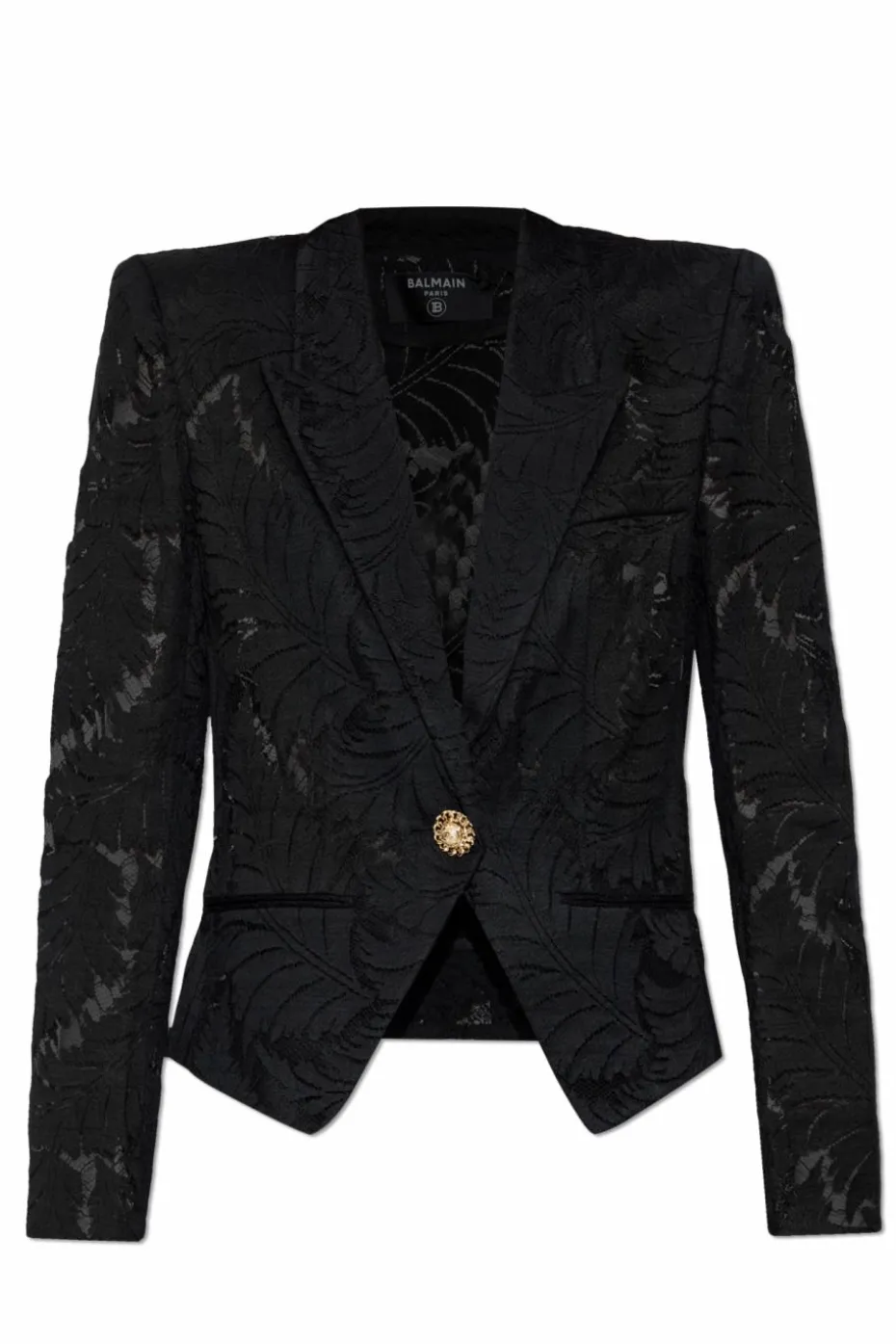 Balmain CZARNY Koronkowa marynarka